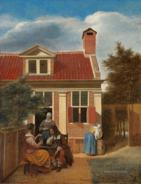 Género de casa de pueblo Pieter de Hooch Pinturas al óleo